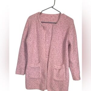 Unbranded Pink Open Cardigan w Black & White Accents, Pockets